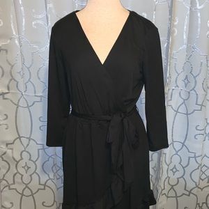 As U Wish | Black Faux Wrap Dress Size M